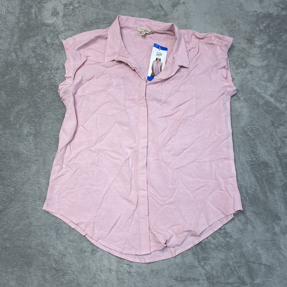 Jachs Girlfriend Women's L Pink Rayon Blouse Top e0771 - Picture 3 of 7